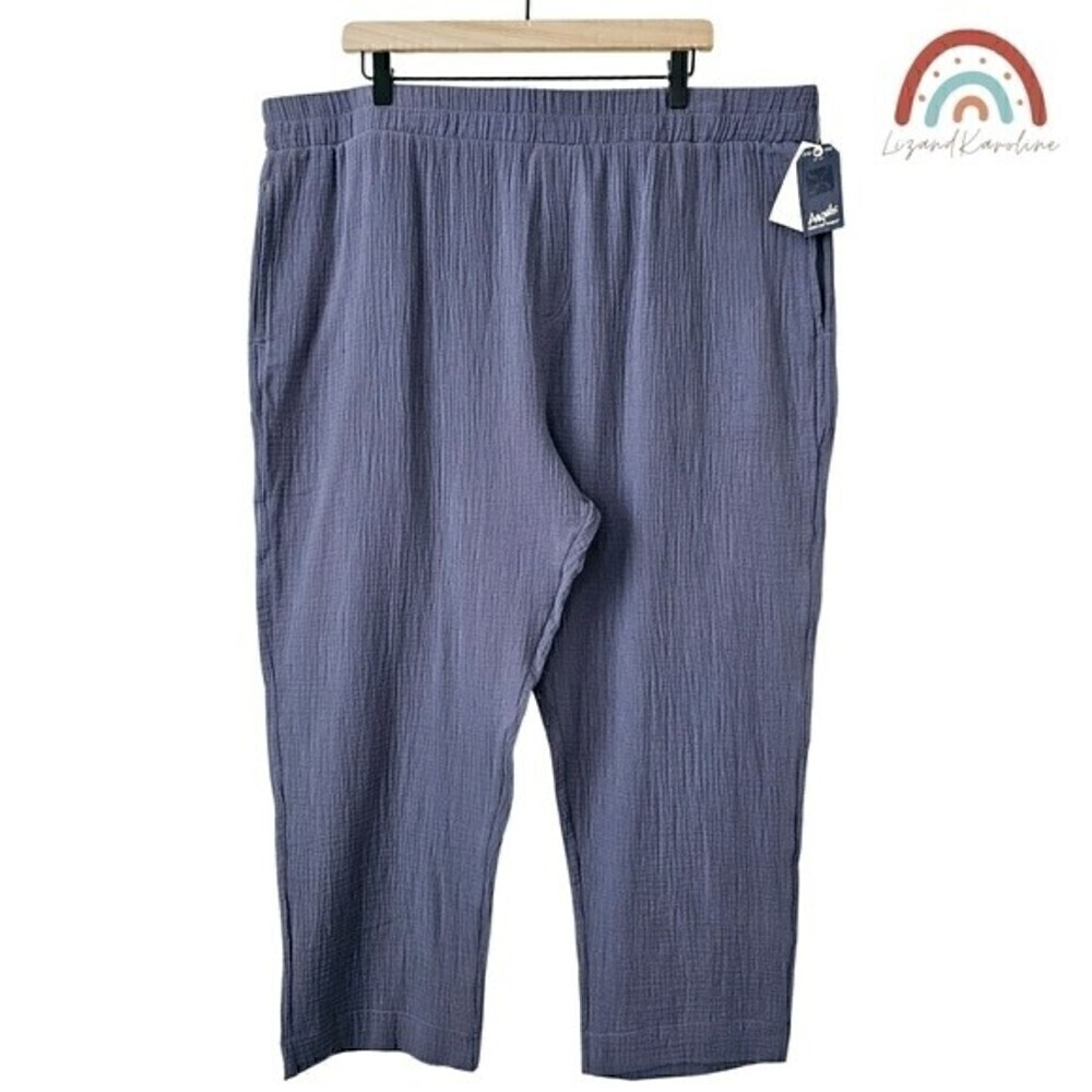 New! Angels Gauzy Cotton High Waist Pull On Cropped Pants